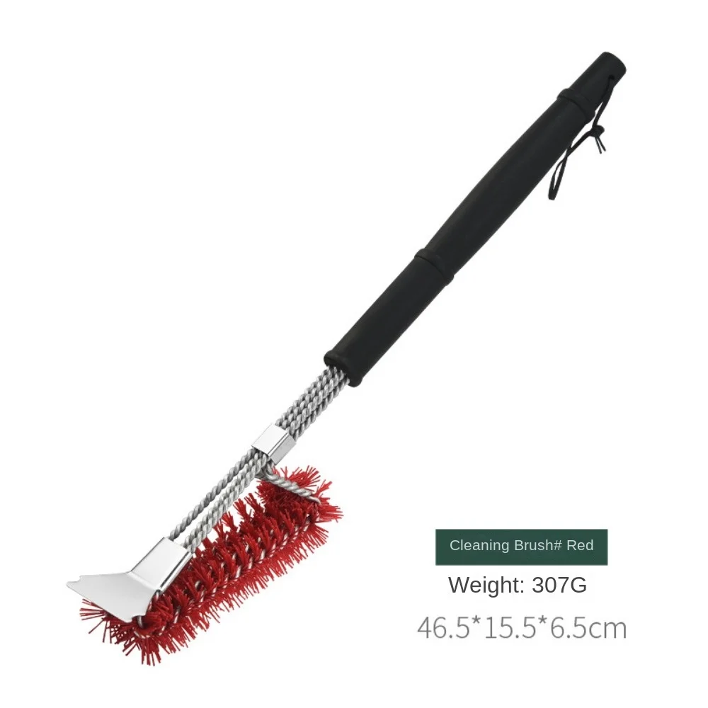 Multi functional outdoor barbecue brush, stainless steel scraper, 2-in-1 brush, barbecue mesh, oven cleaning brush