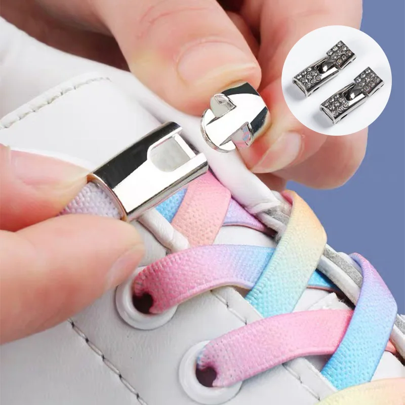 

Laces Sneakers Diamond Cross Locks Shoelaces Elastic Without Ties Adult Width No Tie Shoe Laces Kids Rubber Bands Shoelace