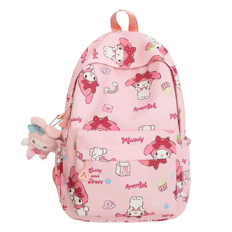 Printed Graffiti Student Girl Backpack Waterproof Backpack Sanrio Melody Niche Cute Versatile Campus School Bag Korean Girl