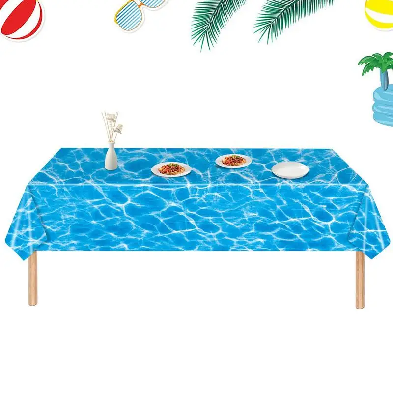 

universal Beach Tablecloth Blue Ocean Wave Party Table Cover Water Print Tablecloth Wedding Birthday Tablecloth party supplies