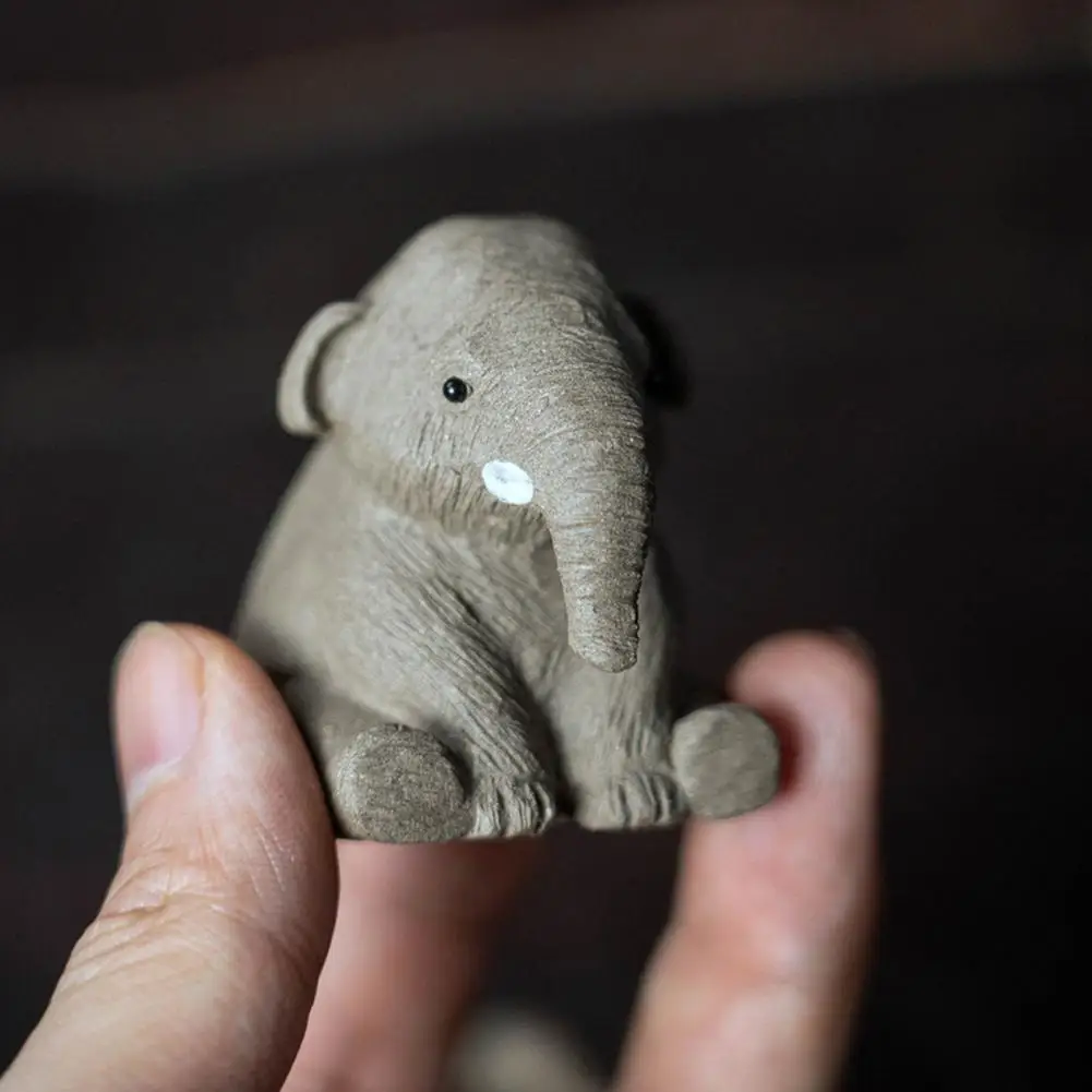 Tea Pet Ornaments Purple-clay Elephant Tea Pet Figurine for Home Office Table