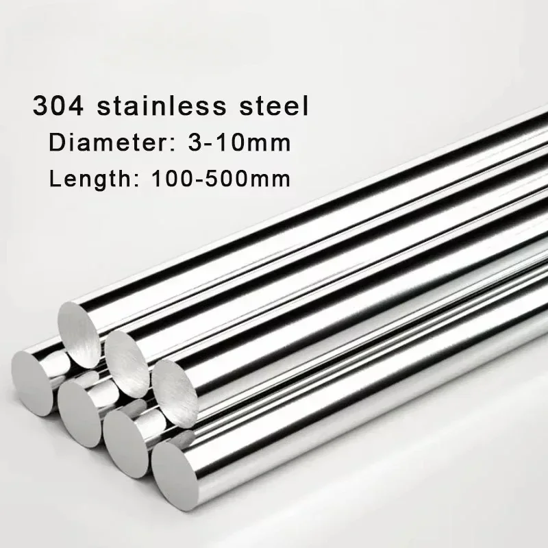 304 Stainless Steel Rod Dia 3/4/4.5/5/5.5/6/6.5mm CNC Solid Round Shaft Rod Bars For DIY Craft Model Car 100/200/300/400/500mm linear shaft rod steel round rod
