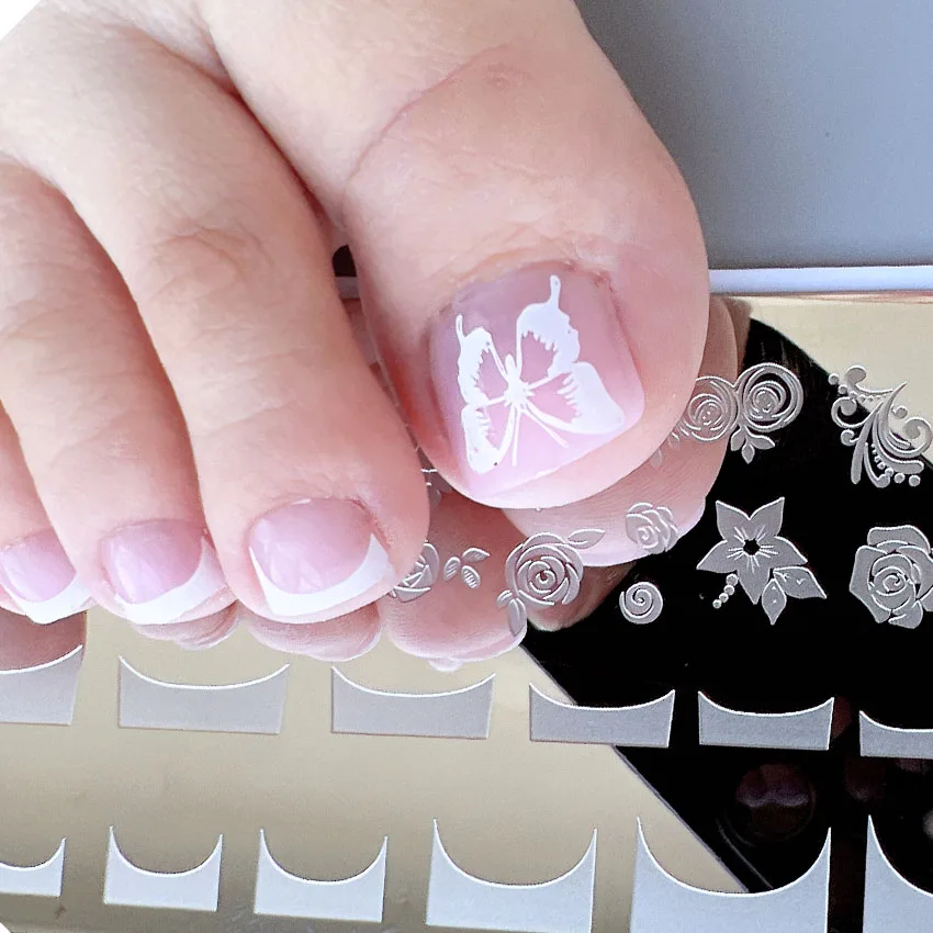XMQ 스탬핑 플레이트 네일 아트 템플릿 발가락 프랑스 디자인