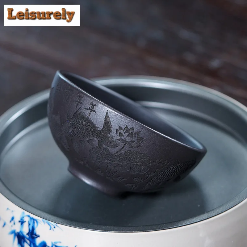 140ml Yixing Zisha "year After Year Of Abundance" Teacup Elegant Tea Bowl Jug Tea-tasting Personal Cup Chazhan Master Cups Cha