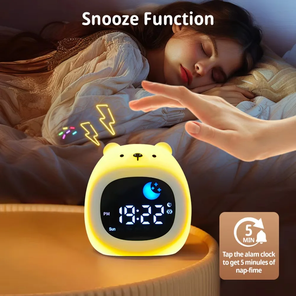 Cartoon animal pat-pat stress relief color-changing night light auxiliary sleep soothing light sleepy LED alarm clock light 3