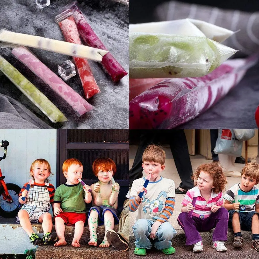 Disposable Ice Popsicle Mold Bags Bpa Free Freezer Tubes with Zip Seals Yogurt Sticks Juice Fruit Smoothies Ice Candy Pops
