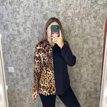 

COIGARSAM Leopard Patchwork Shirt Womens Tops Spring 2022 New Long Sleeve Black Women Shirts Dropshipping