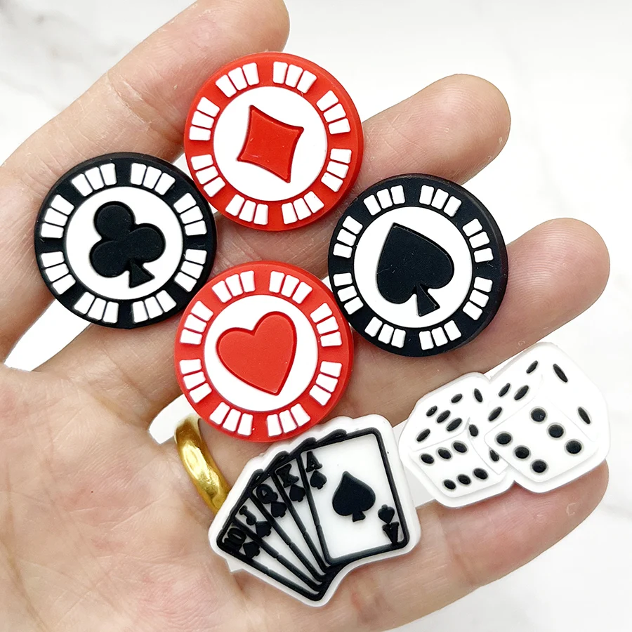 

Novelty Poker Icon PVC Shoe Charms Accessories Funny DIY Shoes Upper Pins Decoration Sandals Buckle Kid X-mas Party Gift