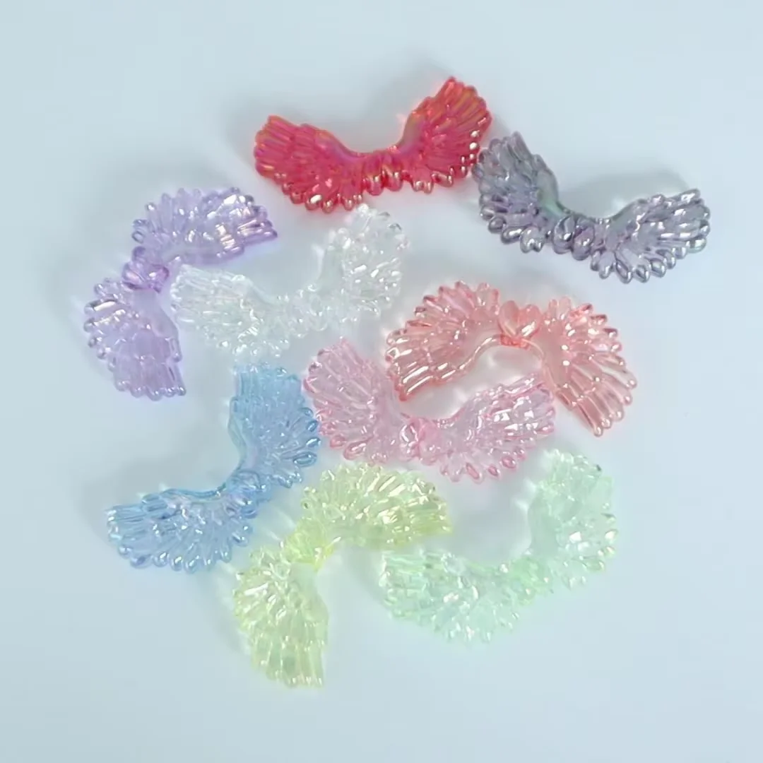 5개 무지개빛 천사 날개 비즈 투명 아크릴 루즈 스페이서 비즈 휴대폰 체인 키체..