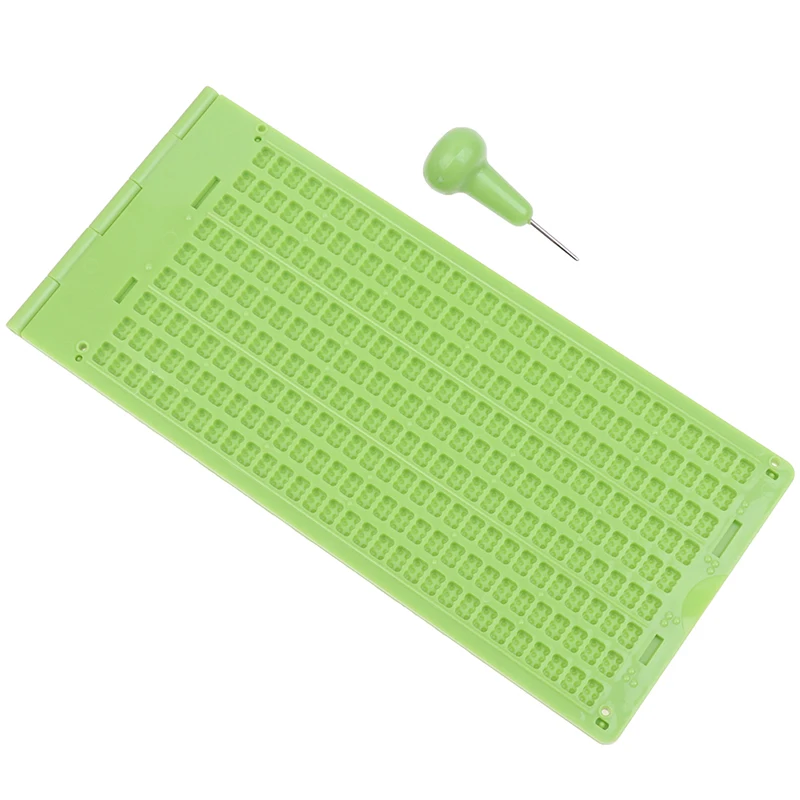 1Set 9 linee 30 celle lavagna Braille pratica lavagna portatile Braille in plastica per scuola con stilo Braille scolastico