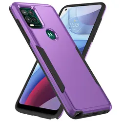 Shockproof Hybrid Dual Layer Protective Case for G STYLUS 5G 2021 (Purple black)
