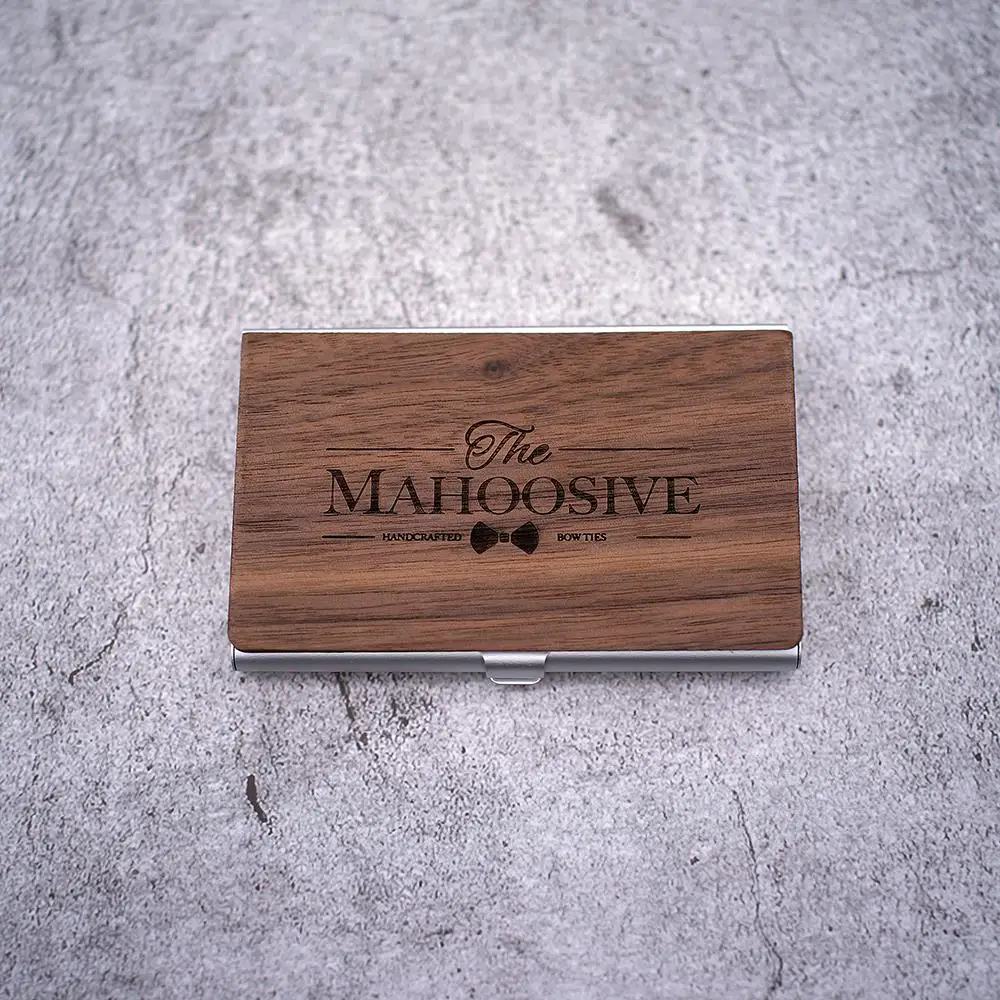 Business Card Holder Wooden Business Card Holder Personalized Wood & Metal Case for Professionals