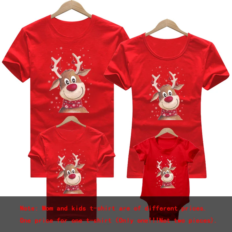 thumbnail image 1 of Ropa a juego familiar de moda navideña de Año Nuevo de algodón rojo de invierno 2023, camiseta de aspecto familiar para mamá, camisetas navideñas para madres y niños, 1 of 5
