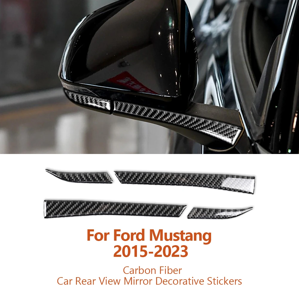 

For Ford Mustang 2015-2023 Carbon Fiber Car Rear View Mirror Anti friction Strip Decorative Stickers Auto Interior Accesorios