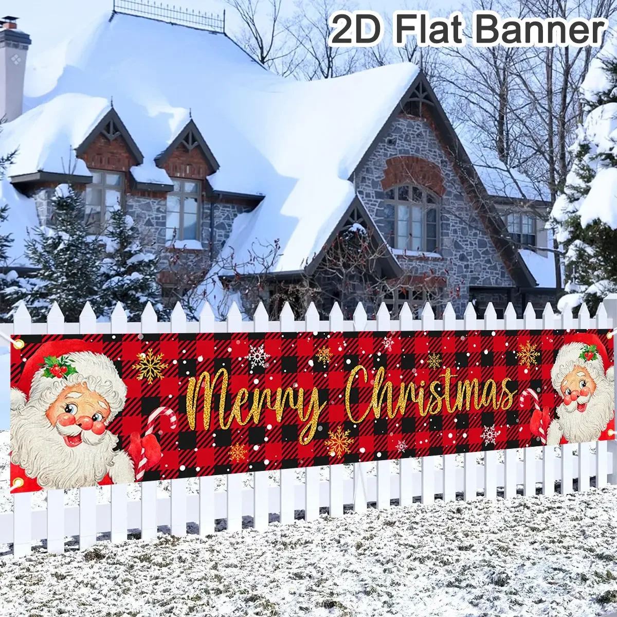 VIKAMA Weihnachts-Themen-Banner 2026 Neujahrs-Frohe-Familien-Dekoration, Outdoor-Innenhof, hängender Hintergrund, Party-Dekoration – Detail 8