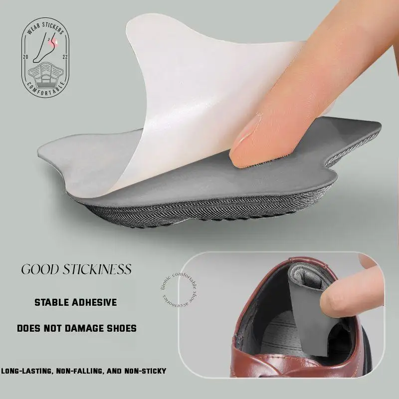 5D Men Heel Protector Pads Comfort Leather Shoes Pads Sneakers Insoles Foot Pain Relievers Adjust Size Cushion Care Inserts