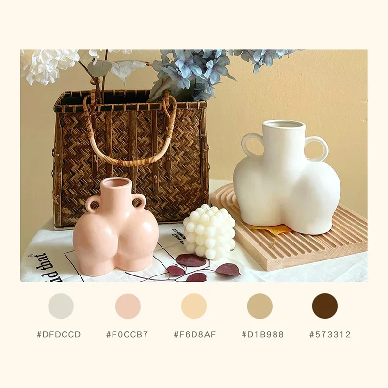 

Creative Nordic Ceramic Simulation Body Art Dried Flower Plant Arrangement Vase Decorative Living Room Bedroom Studio Home Decor