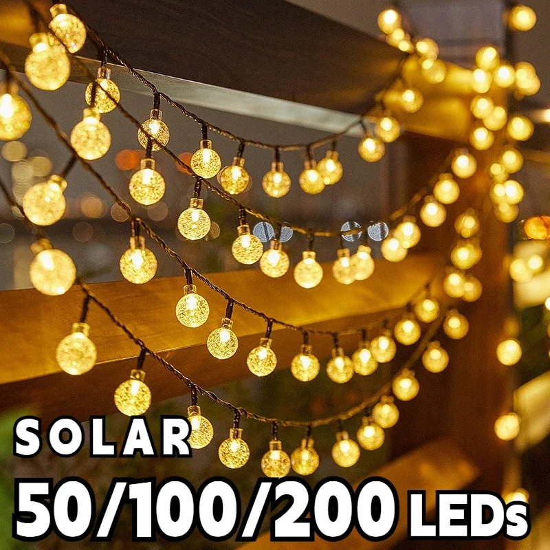 2024 New Solar Crystal Globe LED String Lights LED Solar Outdoor Light IP65 Fairy Light Christmas Garland for Garden Party Decor 1
