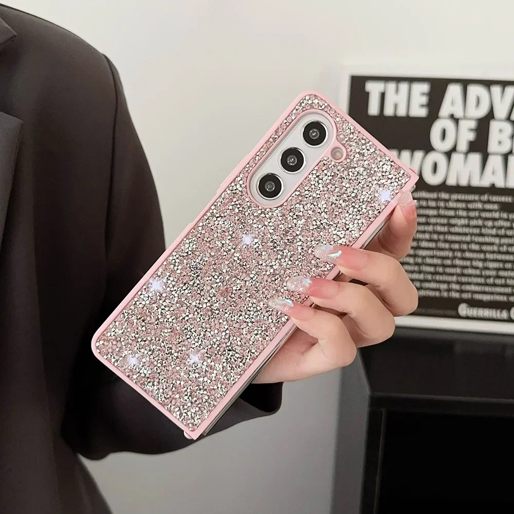 Rhinestone Glitter Sequins Trim Shockproof Phone Case with Soft TPU Frame