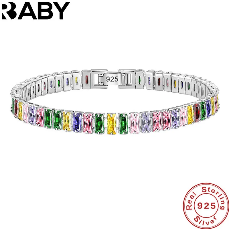 

925 Sterling Silver Bracelet Light Luxury Colored Zirconia Hand Jewelry Bracelet Women Charm Jewelry Gift Party