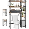 Over The Toilet Storage with 2 Drawers - 7 Tier Bathroom Organizer with Adjustable Shelf, Freestanding Space Saver Storage Rack 1