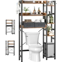 Over The Toilet Storage with 2 Drawers - 7 Tier Bathroom Organizer with Adjustable Shelf, Freestanding Space Saver Storage Rack 1