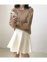 Knitted Mini Skirts Women High Waist Pleated Skirt Autumn Winter Streetwear Solid All Match A Line Skirts - Image 2