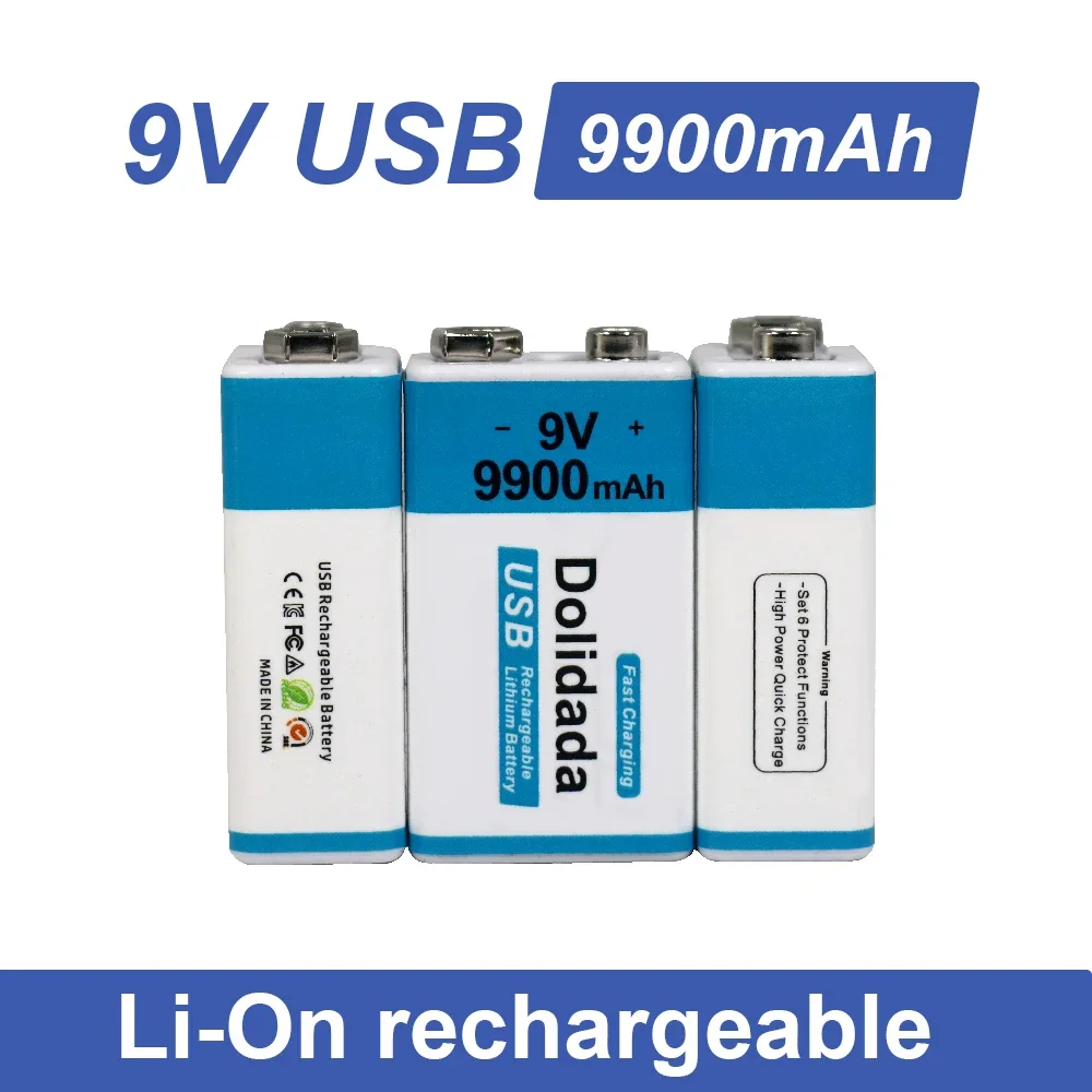 

Free Shipping 2023 Best-selling 9V 9900Mah+USB Fast Charging Line LI-ION Rechargeable Battery for Multimeter Microphone Toy