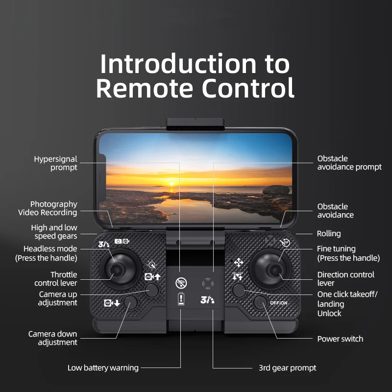 리모컨 4K 드론 HD 카메라 RC 쿼드콥터 FPV 접이식 브러시리스 모터 장난감, 남아용 장애물 회피 드론 선물