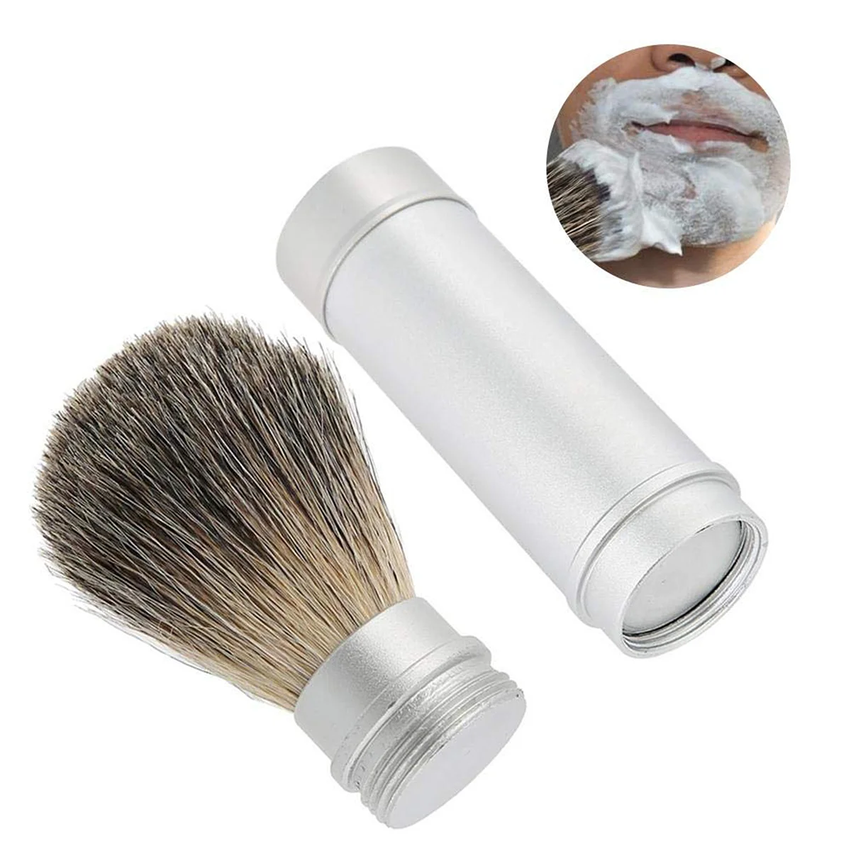 

1pc Shave Brush Cleansing Brush Hairdressing Brush with Aluminum Tube Blaireau for Men