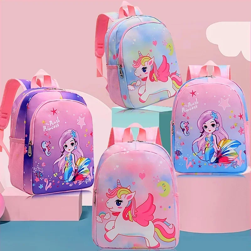 New Children Backpack Cartoon Cute Unicorn Mermaid Print Schoolbag Kindergarten Lightweight Schoolbag 1
