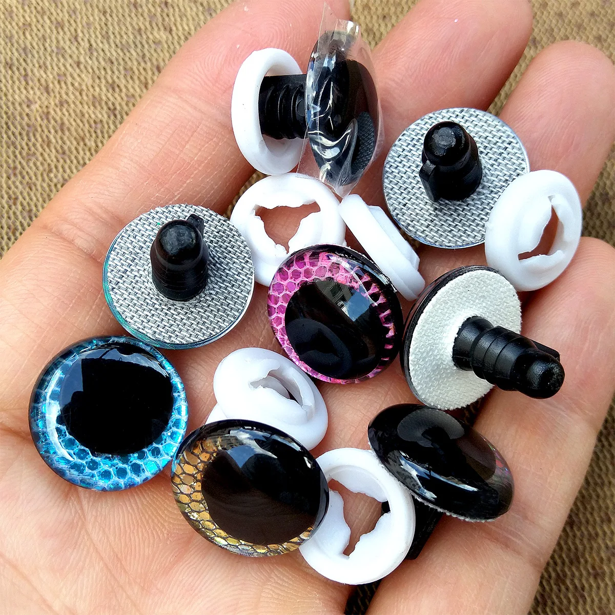 10pair Flat Clear Glitter Safety Eyes For Crochet Toys Amigurumi With Funny Pupil For Knitted Plush Toy Doll Accessories 18mm 3
