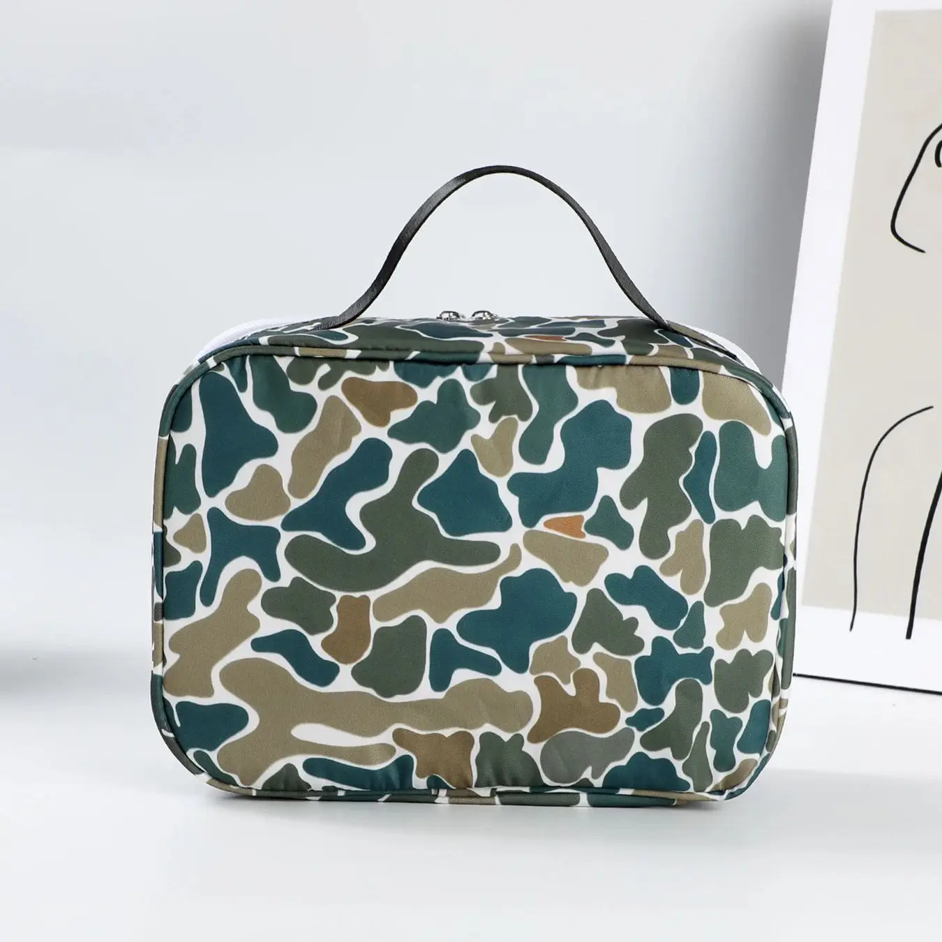 Camouflage Lightweight Nylon Double-Layer Insulated Kids Lunch Bag Portable Zipper Large Capacity Lunch Bag for Kids