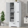 Tall Bathroom Storage Cabinet, Cabinet With Two Doors And One Drawer, Adjustable Shelf, MDF Board, White 1