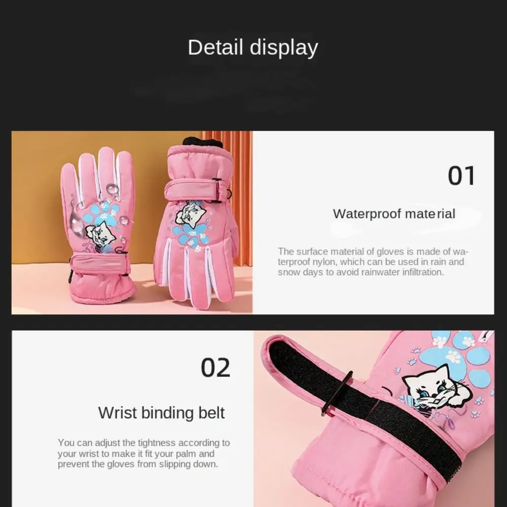 Waterproof Children Winter Ski Gloves Finger Warmer Snow Snowboard Kids Glove Anti-slip 5-10 Years Old Full Finger Ski Gloves