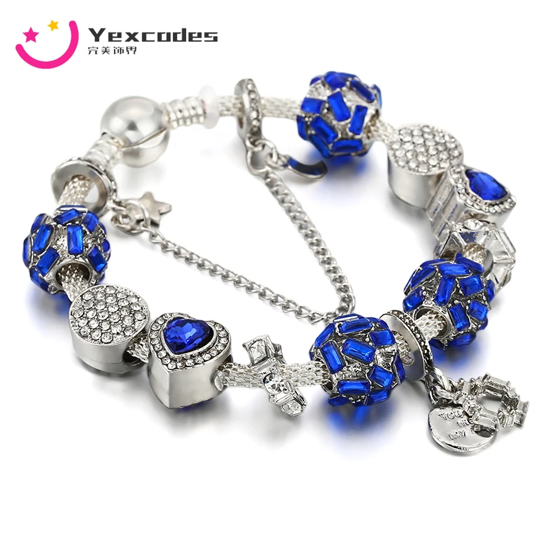 

Yexcodes Mesh Braided Bracelet with Blue Starry Glamour Bracelet for Women Fine Brand Jewellery Gifts Dropshipping
