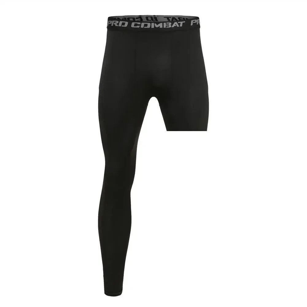 Men Compression Pants Base Layer Exercise Trousers Running Tight Sport Cropped One Leg Leggings Basketball Football Yoga Fitness view 5