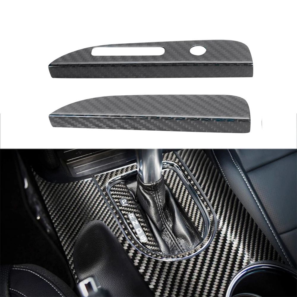 

LHD only Glossy Black Carbon Fiber Shift Gear Knob Decoration Cover Real Dry Carbon Gear Box Panel for Ford Mustang 2015up