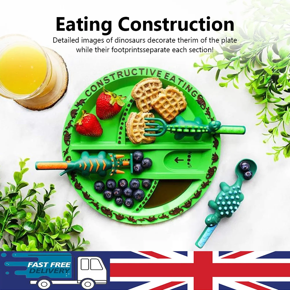 Dinneractive Eating Utensil Set Toy For Kids Construction Themed Fork And Spoon: 3 - 5 Days Free Delivery UK