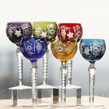 Antique-Style Hand-Cut Crystal Hock Glasses 1