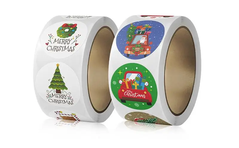 

Christmas Stickers Roll Seal Labels Merry Christmas Party Sticker Strong Adhesive Writable Cartoon Stickers Christmas Home Decor