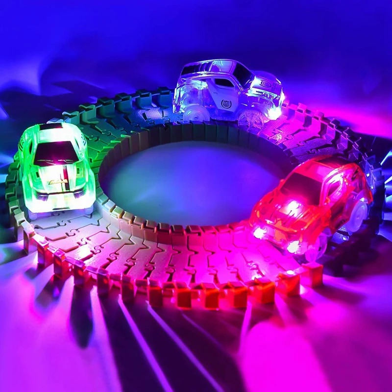 Voitures Jouet LED Pour Circuit | 3 Voitures Lumineuses Clignotantes, Brillent Dans Le Noir | Compatible Plupart Des Pistes, Garçons Et Filles