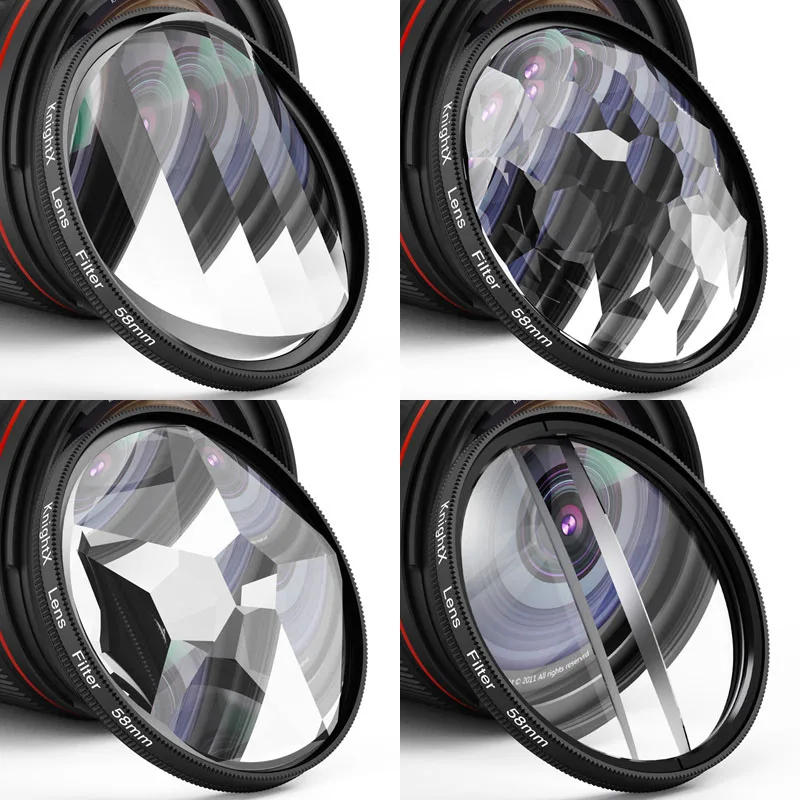 

KnightX Prism Filter Camera Glass 58MM 77mm Kaleidoscope Photography foreground blur film and television props SLR accessories