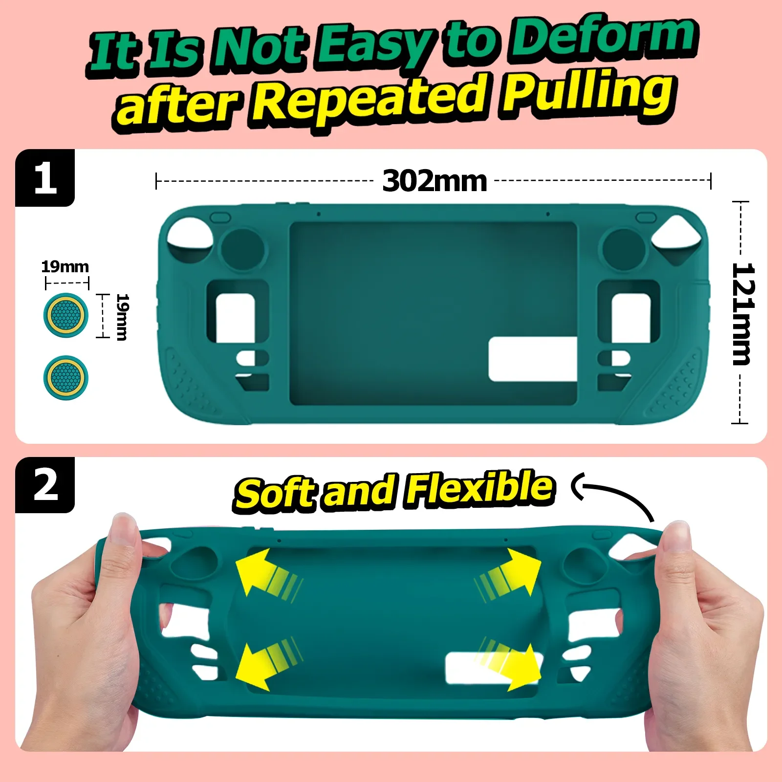 IINE Protective Case Tempered film 9 in 1 Full Protection Soft Silicone Material Shockproof Case Compatible Steam Deck