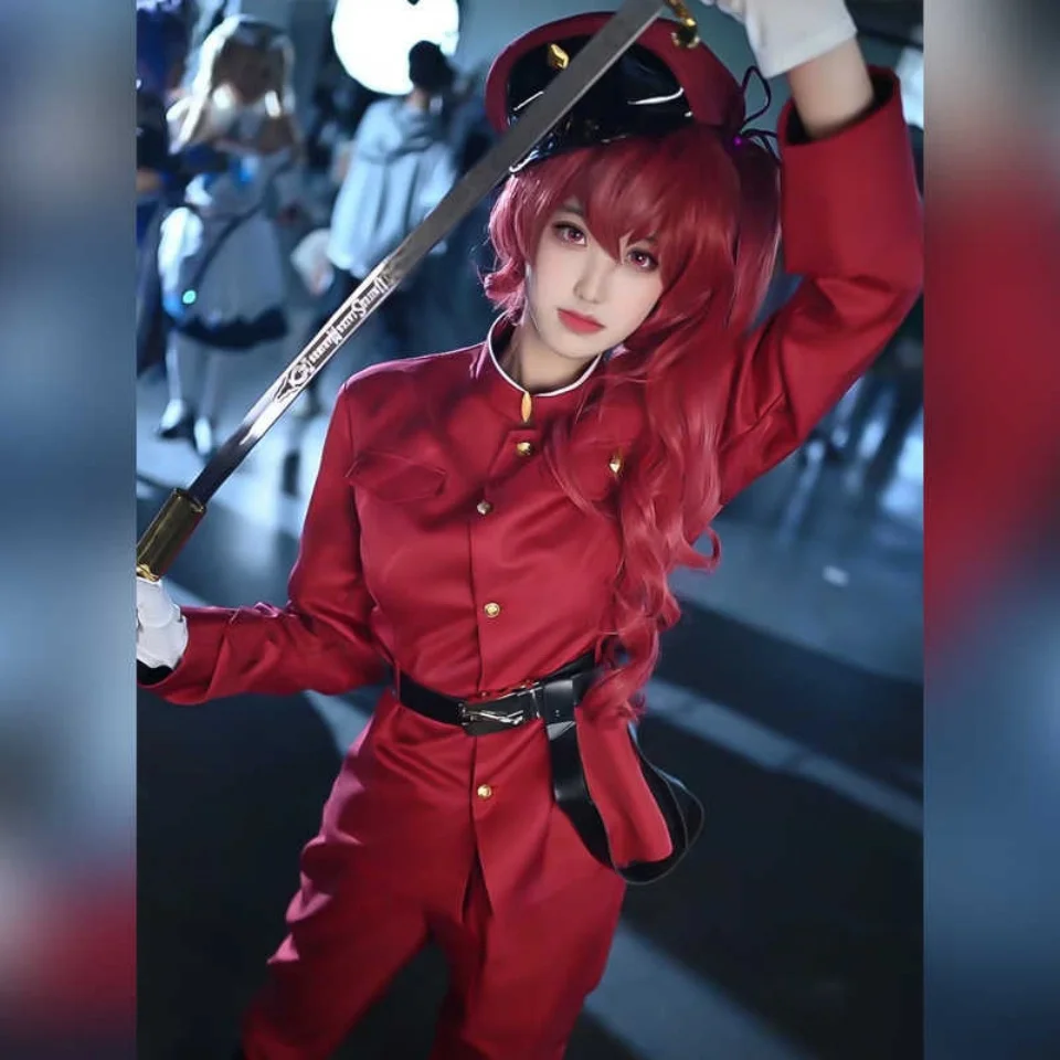 Synthetic Red Wig for Women with Bangs and Dark Roots