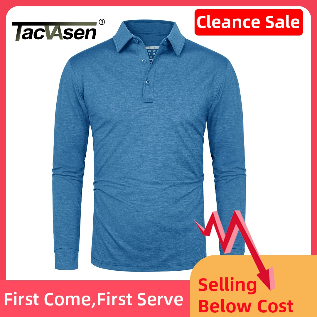 TACVASEN Quick Dry Long Sleeve Polos T-shirts Mens Moisture Wicking Breathable Sports Tee shirts Casual Golf Polos Shirts Tops