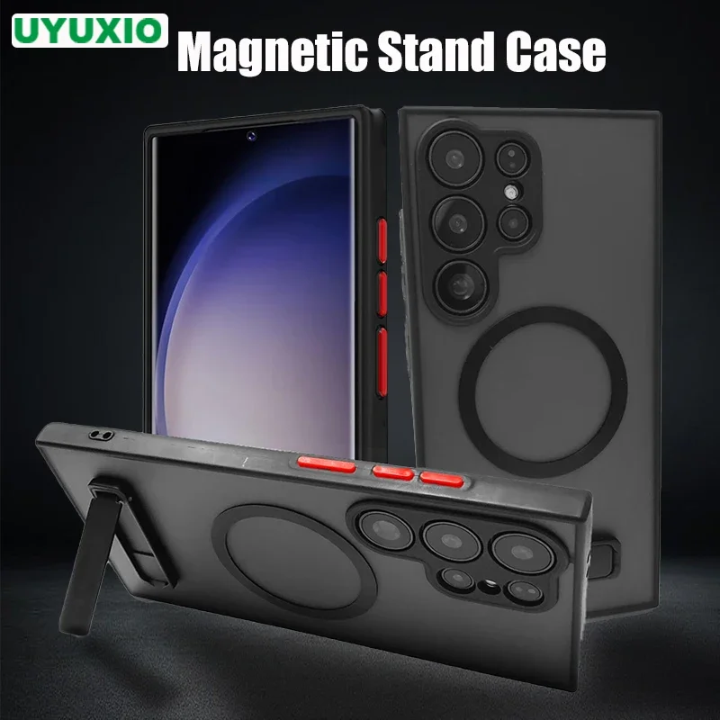 Magnetic Matte Phone Case with Kickstand - Slim Stand Cover