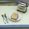 1:12 Scale Dollhouse Miniature Toaster Cute Simulation Food Decorations Mini Kitchen Toy With 2PCS Bread Doll Toast Machine 3