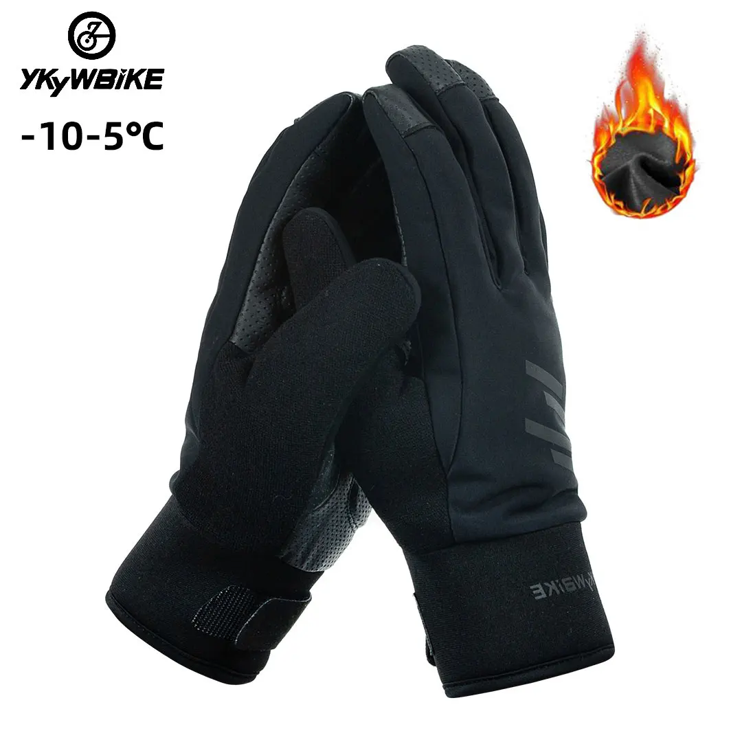 YKYWBIKECyclingGlovesMenWinterThermalFleeceFullFinger