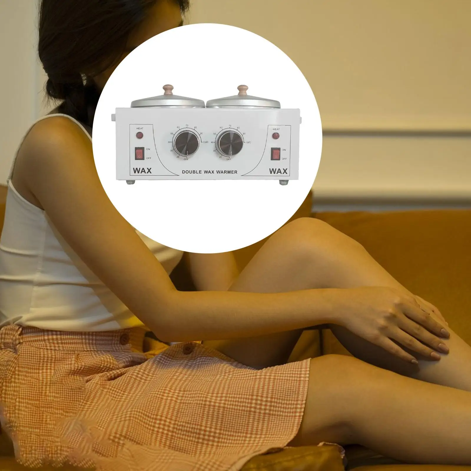 Double Wax Pot Kit Adjustable Temperature Wax Pot Portable Heater Machine for Beginner Hair Removal Women Men Home Salon